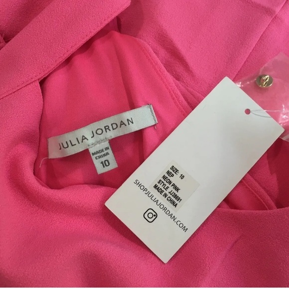 Julia Jordan Neon Pink Knot Neck Halter midi Dress sue 10 new - Picture 6 of 7